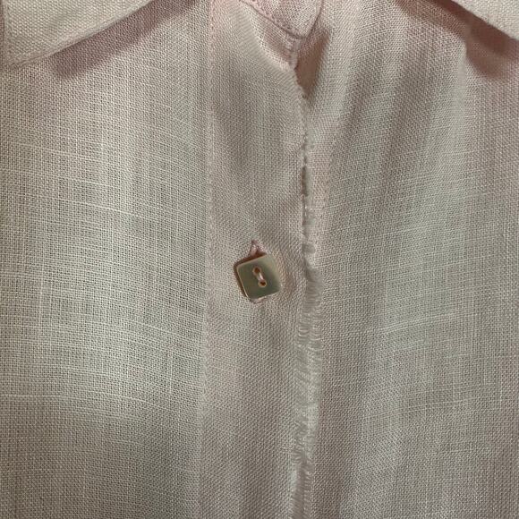 Dana Buchman Sz 12 100% Linen Petal Pink Square Button Up Top Quiet Luxury‎ - Picture 4 of 10